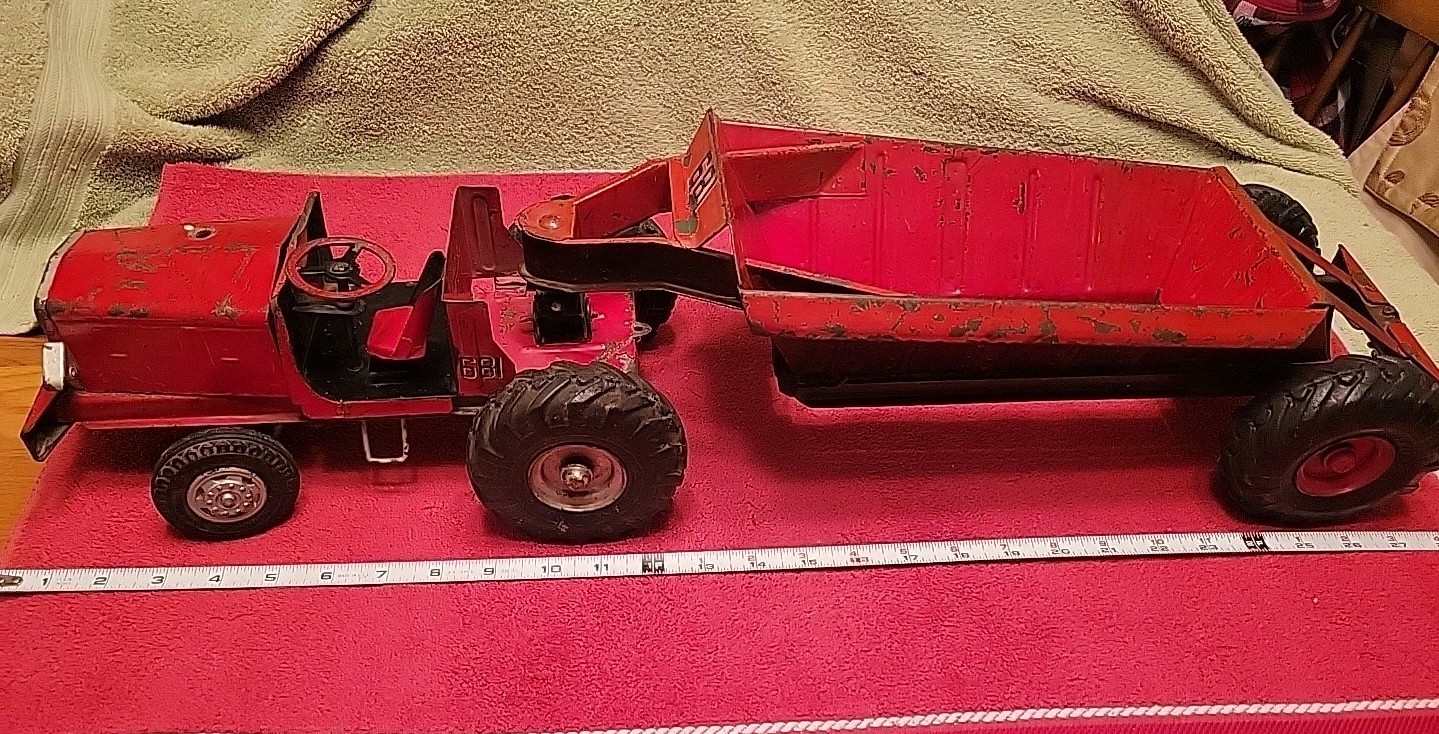 Doepke Model Toys Rossmoyne Euclid Bottom Dump Earth Mover Hauler Red 28&Prime; 1950s
