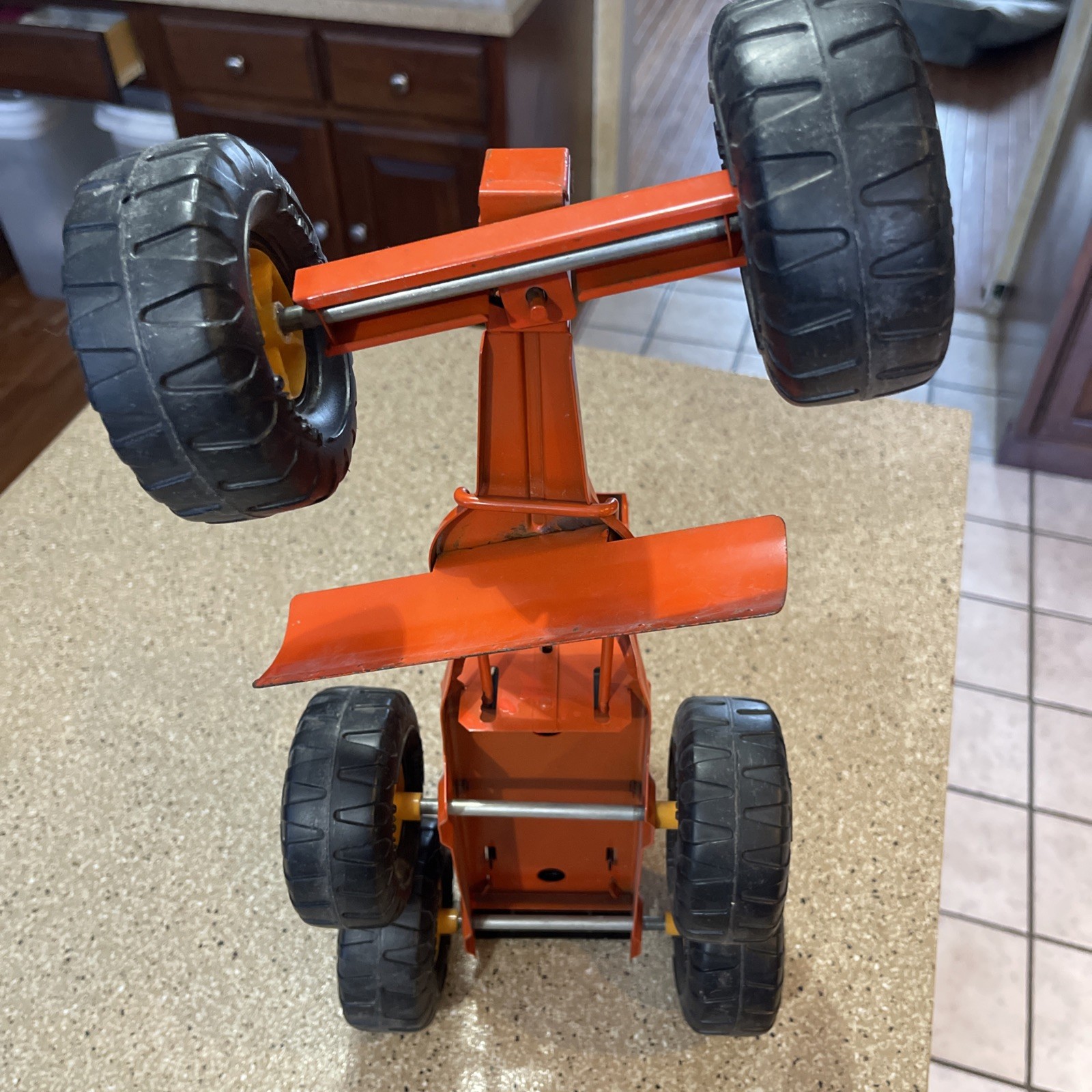 VTG 1970’s Tonka Pressed Steel Orange Road Grader- MR-970 Wheels