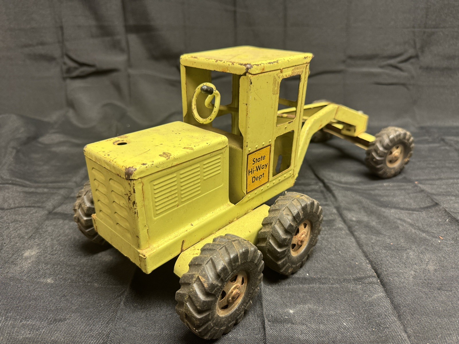 Vintage Tonka Road Grader Hi-Way Dept Pressed Lime Yellow 1959-1963 #600 17&Prime;