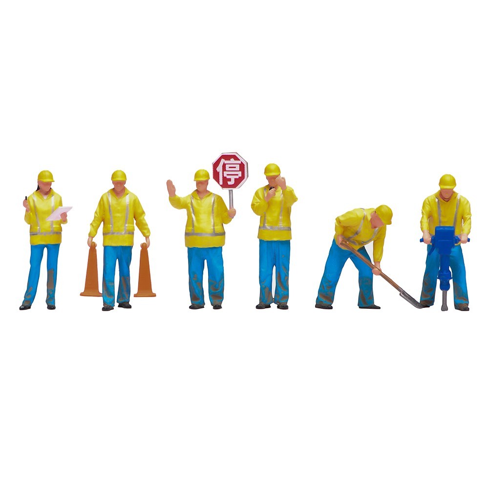 VM 1:50 Construction Workers Doll 6pcs Set A Resin Miniature Figures Toys Scene