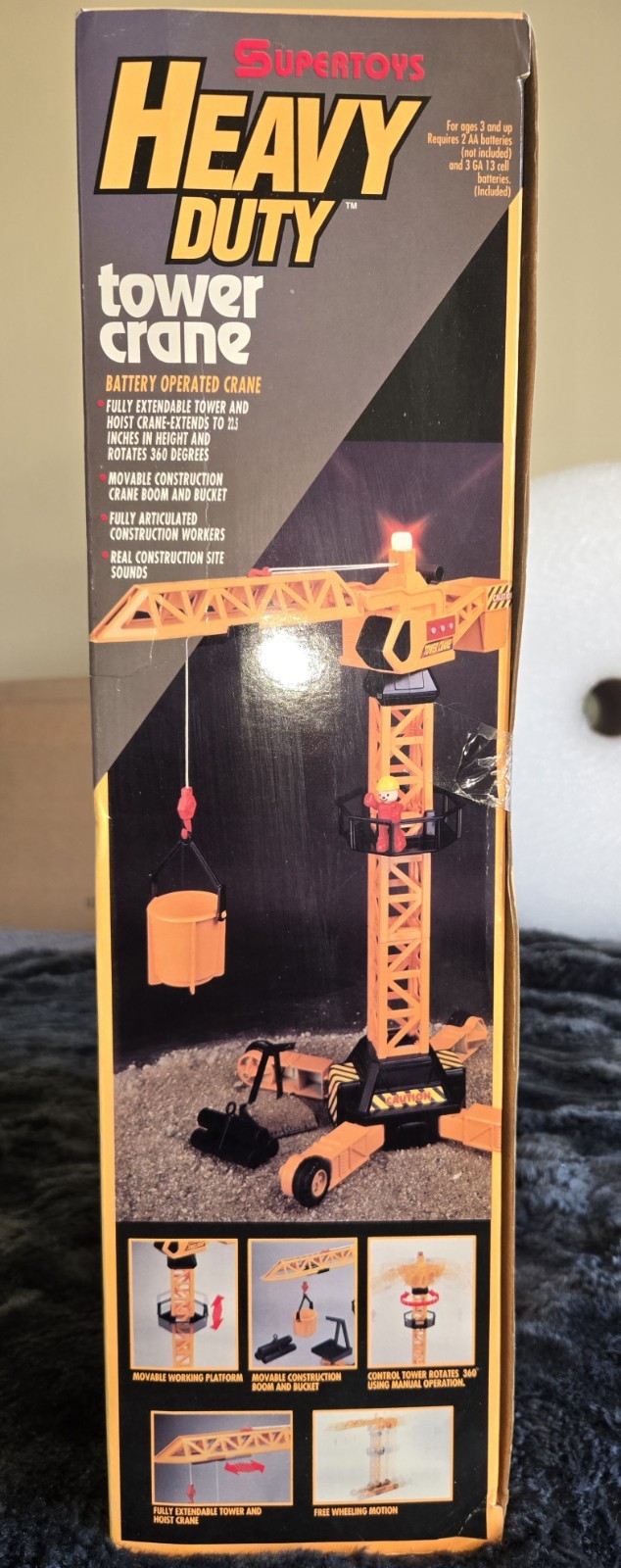SUPERTOYS HEAVY DUTY TOWER CRANE #3321-T Vintage (1998) new in box B-OPERATED