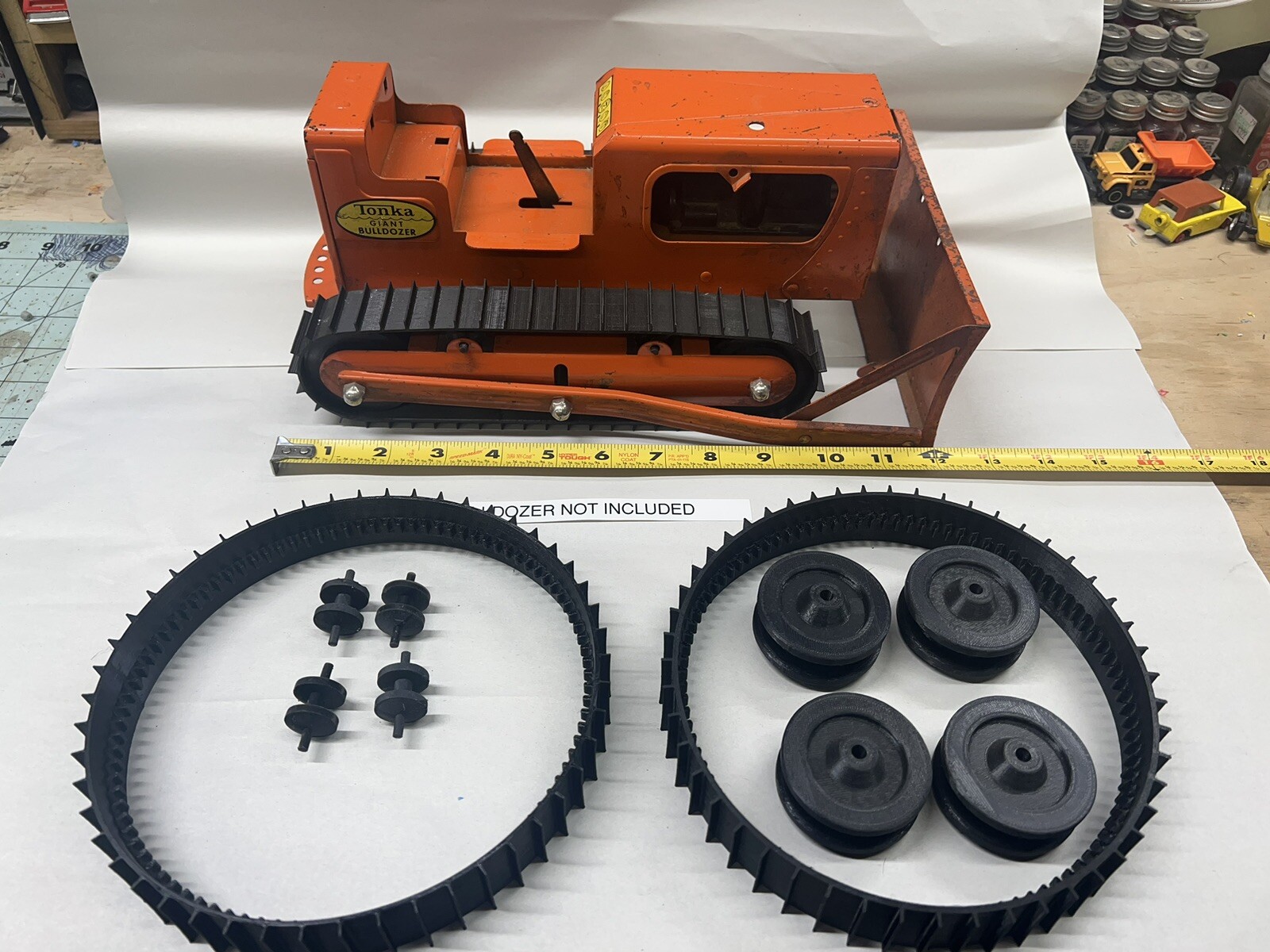Vintage Tonka Toy Giant bulldozer Pressed Steel Metal (TRACKS AND WHEELS ONLY)