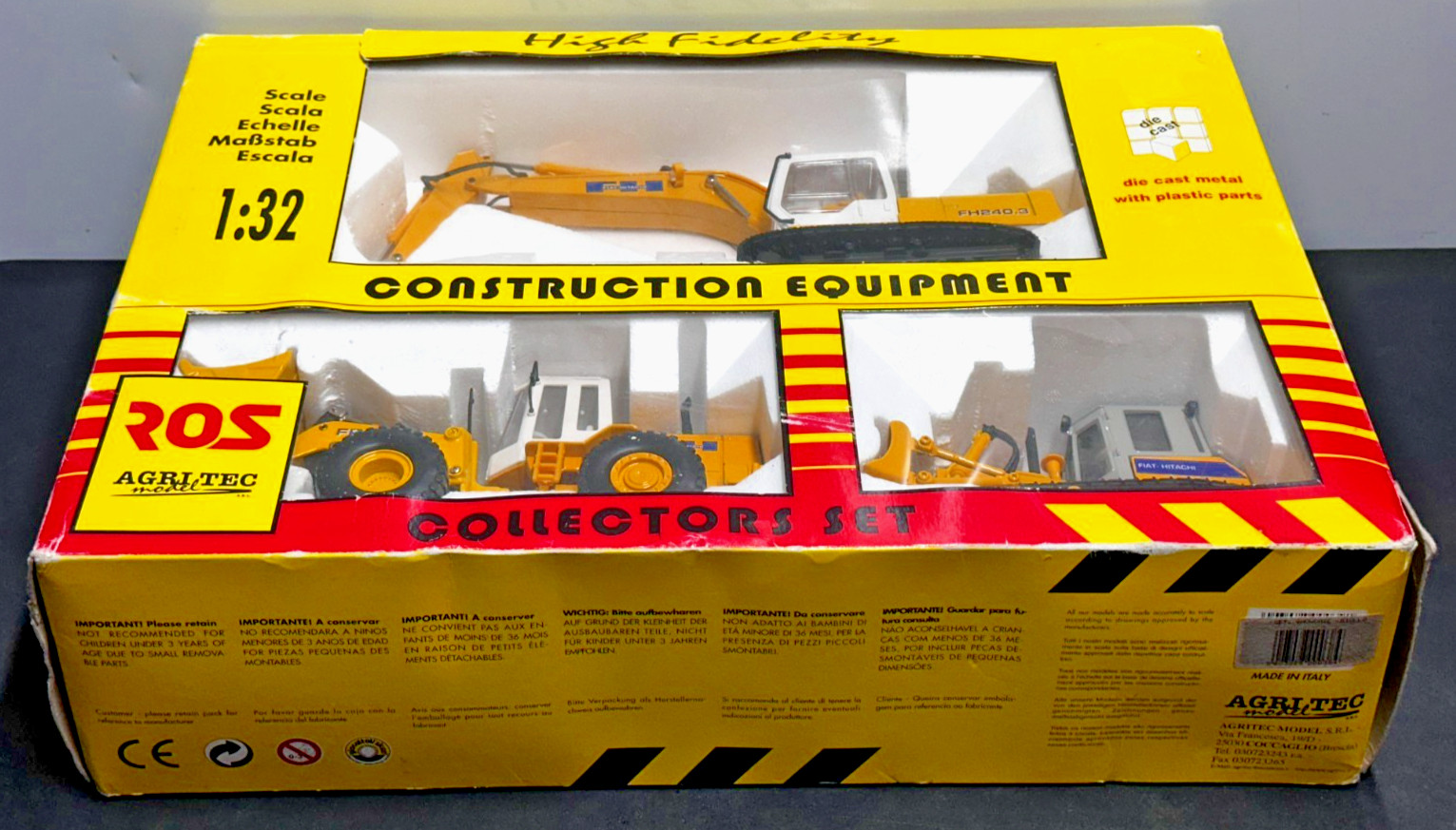 ROS Agri Tec Model BULDOZER / EXCAVATOR / WHEEL LOADER Die Cast 1:32 Play Set