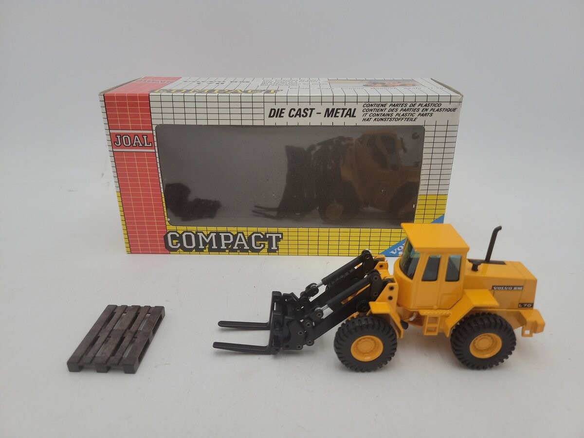 Joal 163 1:50 Scale Yellow Volvo BM L70 Compact W/Pallet Fork Die Cast Metal LN