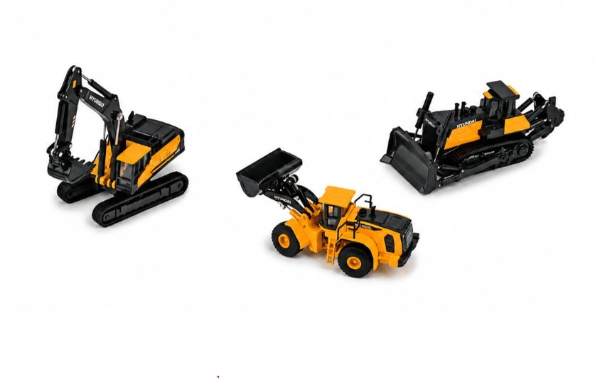 IMC MODELS – Set of 3 construction vehicles: Hyundai HX52 excavator…