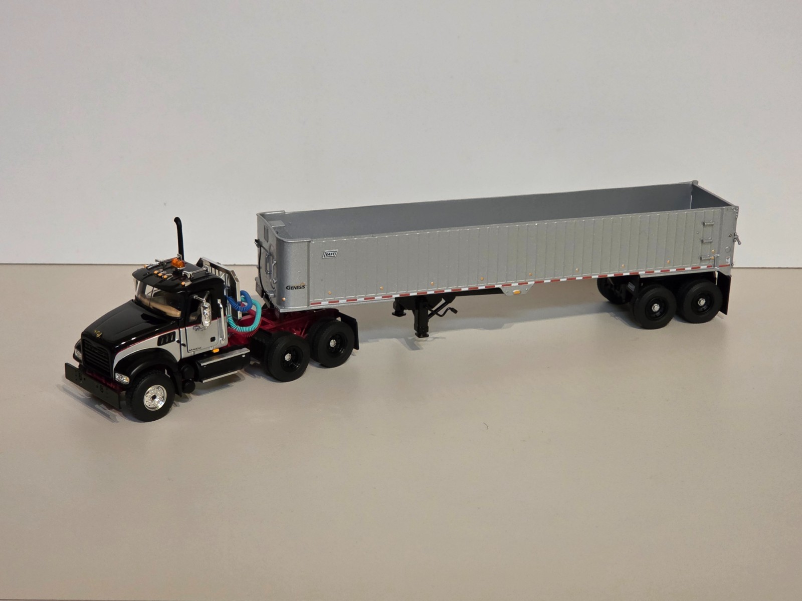 Mack Die Cast 1/50 Black Granite with Genesis End Dump Trailer in Original Box