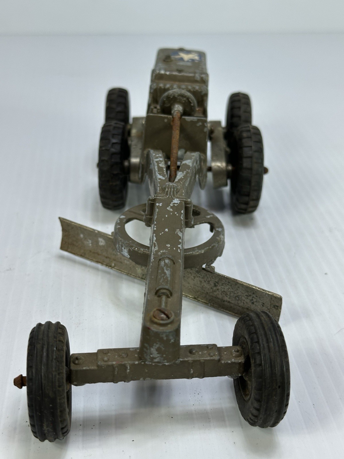 Vintage Hubley Kiddie Toy Die Cast Metal Road Grader #481 Military Green