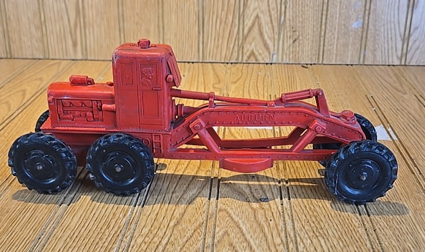 Vintage Auburn Rubber Company Road Grader Red 10&Prime; Inches Long