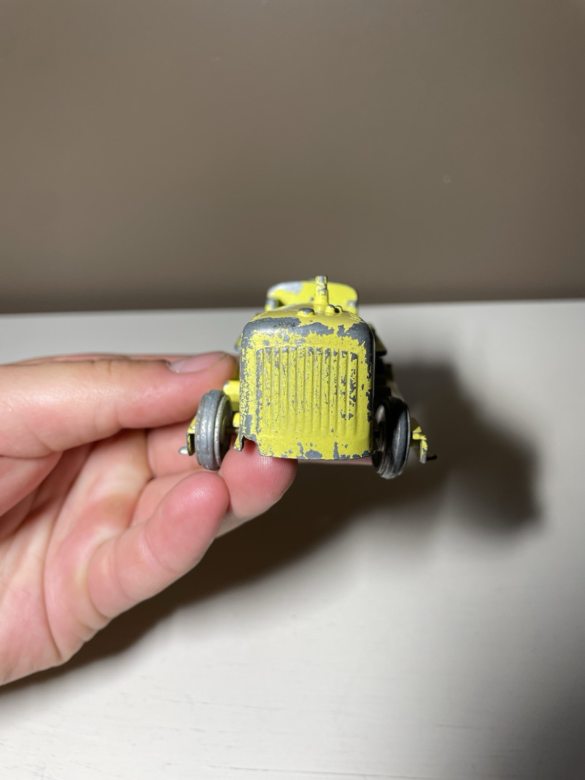 Antique Tootsie Toy Caterpillar Diesel Yellow Die cast Dozer – No Tracks/Plow
