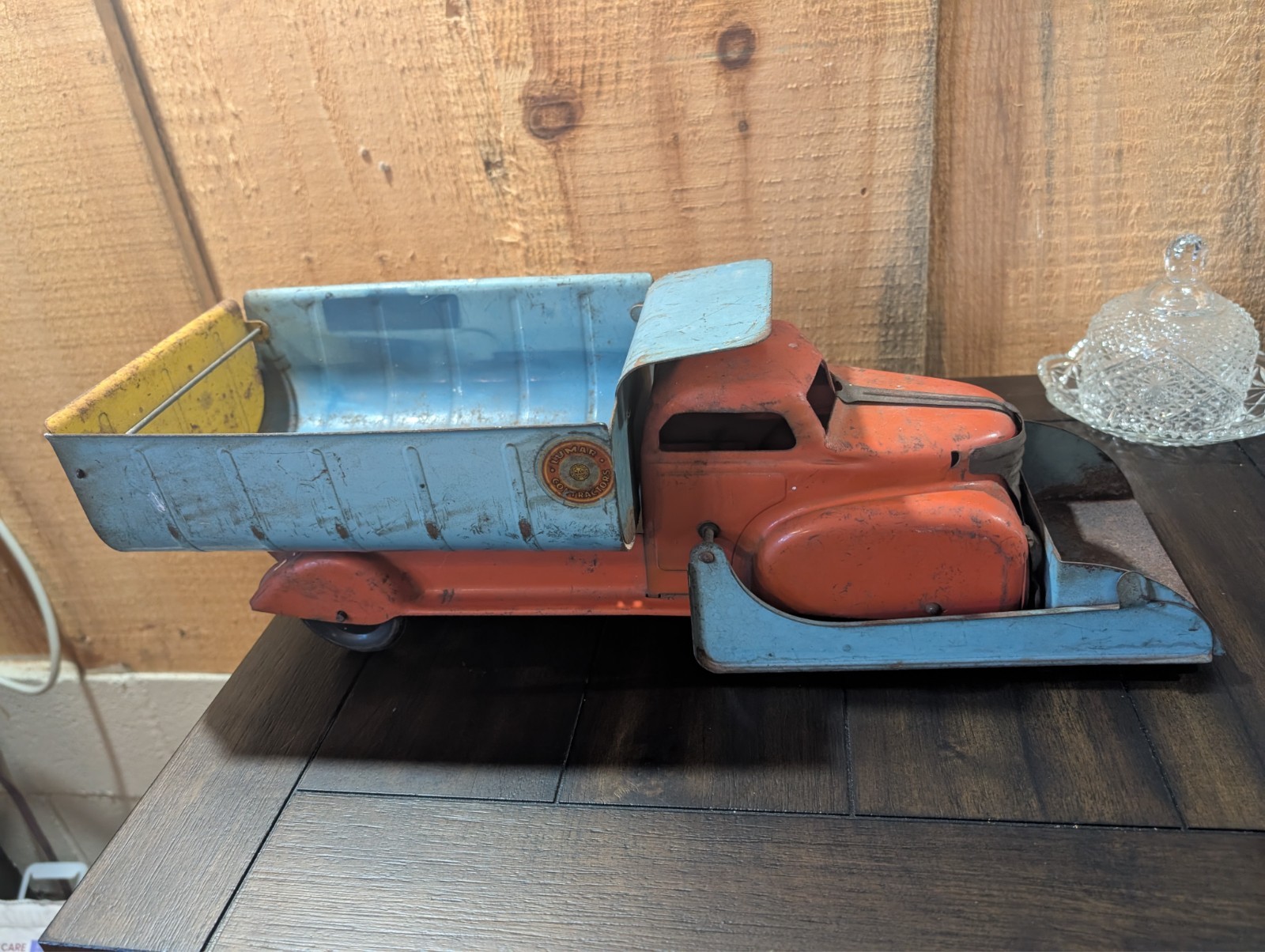 Vtg Marx Lumar Contractors Front Loader Shovel Dump Truck Pressed Steel 1940s