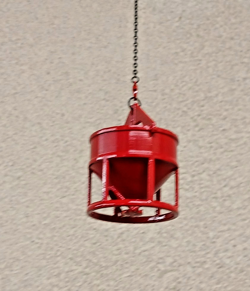 Concrete Bucket 3D Printed In Mammoet Red 1/50th, 1/48th.