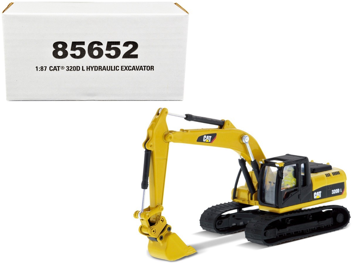 1/87 HO Scale Hydraulic Excavator Diecast Model w/ Work Tools & Operator
