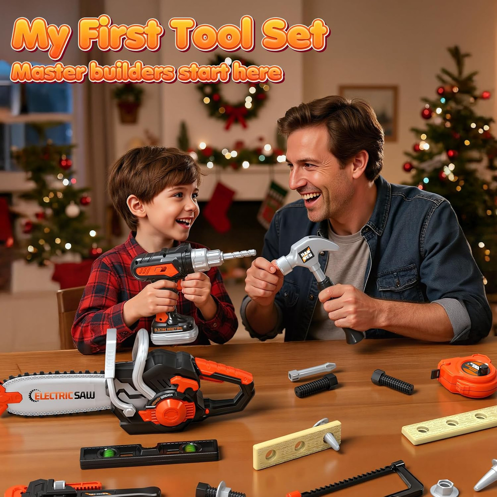 Kids Tool Set Toys, 56 Pcs Toddler Tool Set with Toy Chainsaw & Electronic