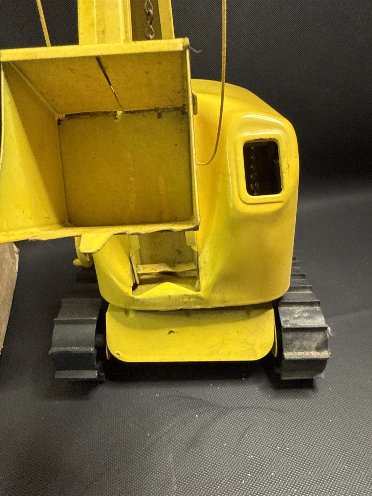 Vintage 1960s Structo Power Shovel Drag Line Crane Yellow Steel w/ Original Box