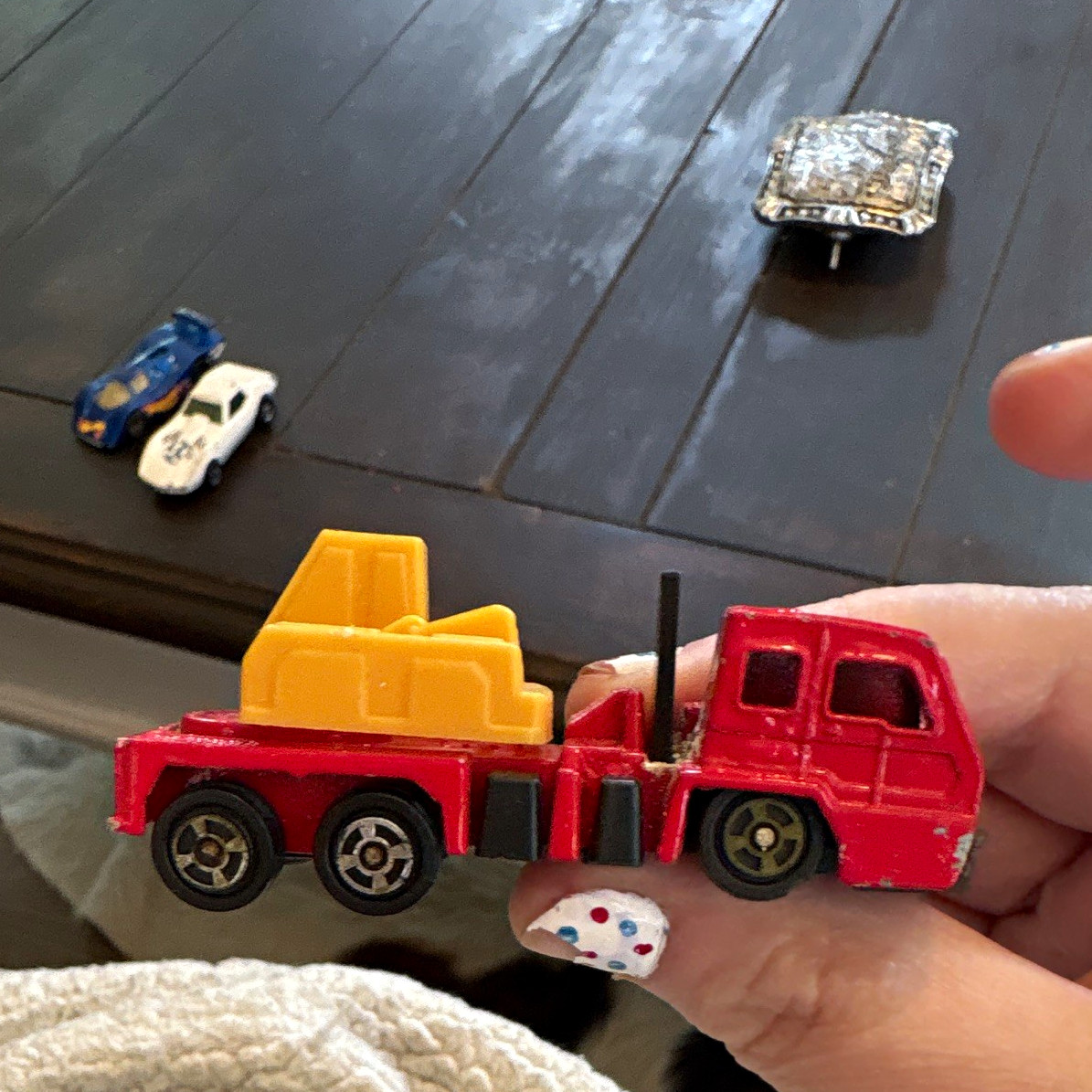 Diecast Construction Vehicle Truck Red/Yellow/Black w/ Yellow Attachment