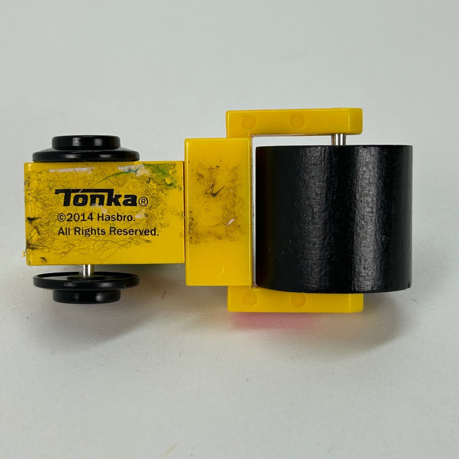 Tonka Wooden Steam Roller Construction Toy Yellow Black 2014 Hasbro 3.5 Inch