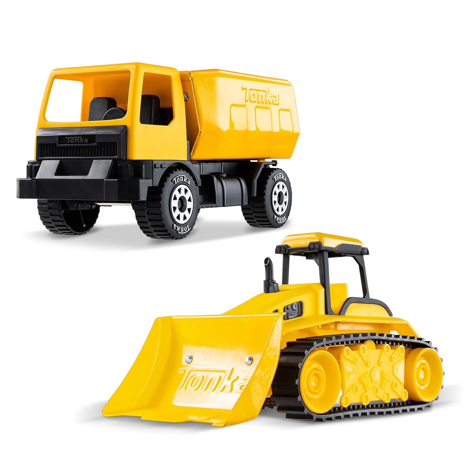 Tonka Steel Classics Giga Series Dump Truck & Bulldozer, 2Pack