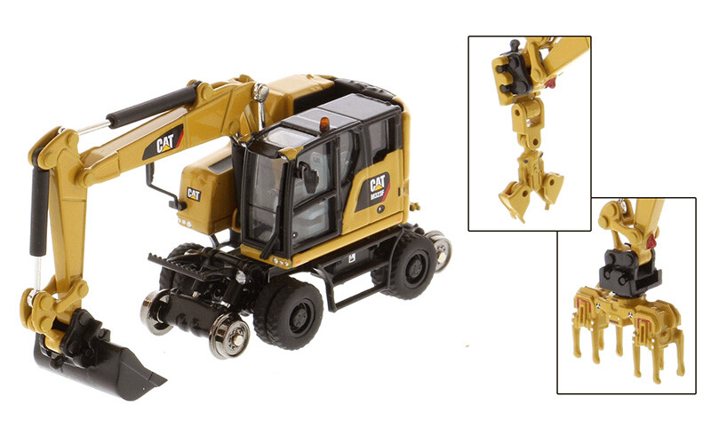 Diecast Master CAT M323F RAILROAD WHEELED 1:87 Scale Industrial Medium Action Figure
