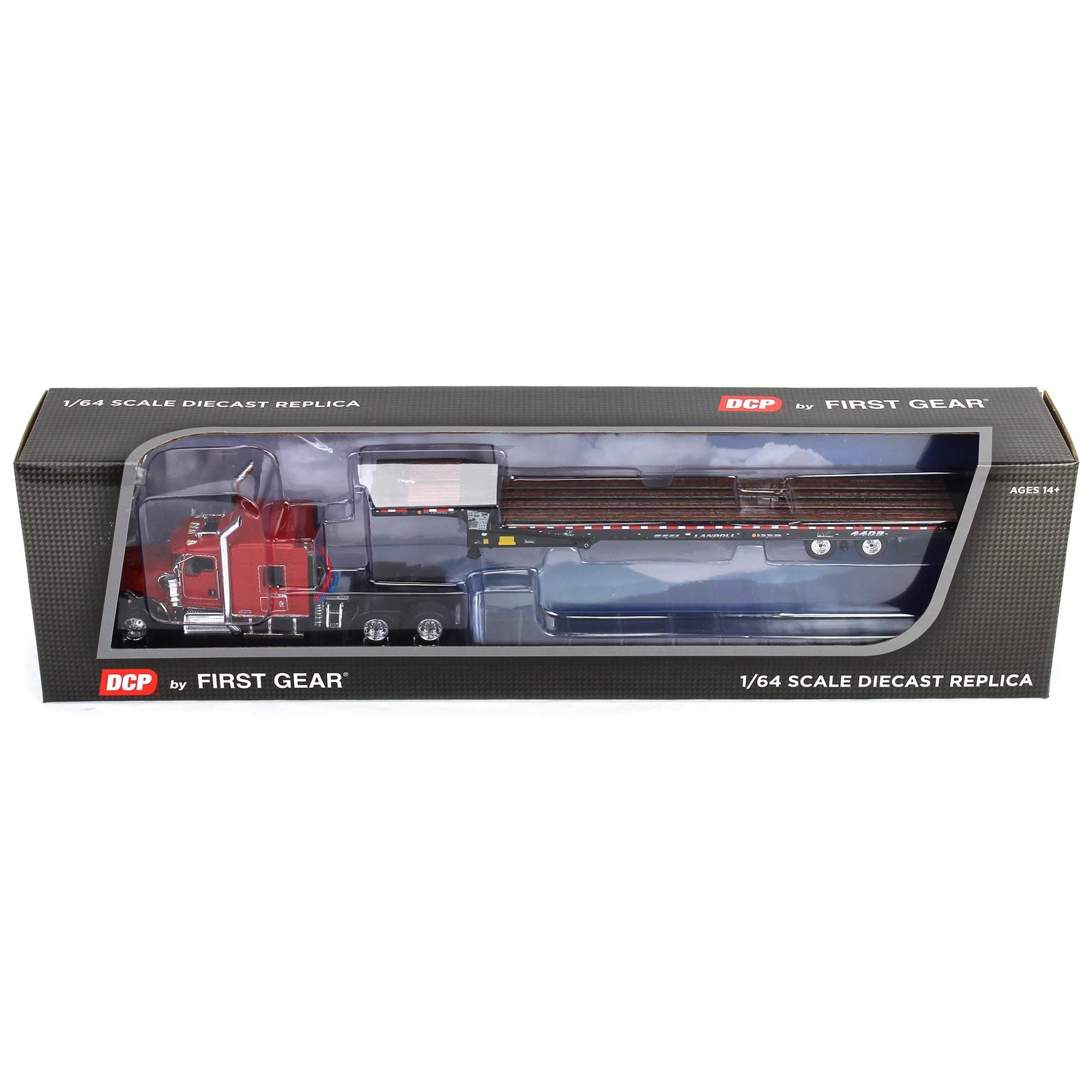 1/64 Black/Red Kenworth W900L Landoll 440B-50CA Traveling Axle Trailer 60-2034