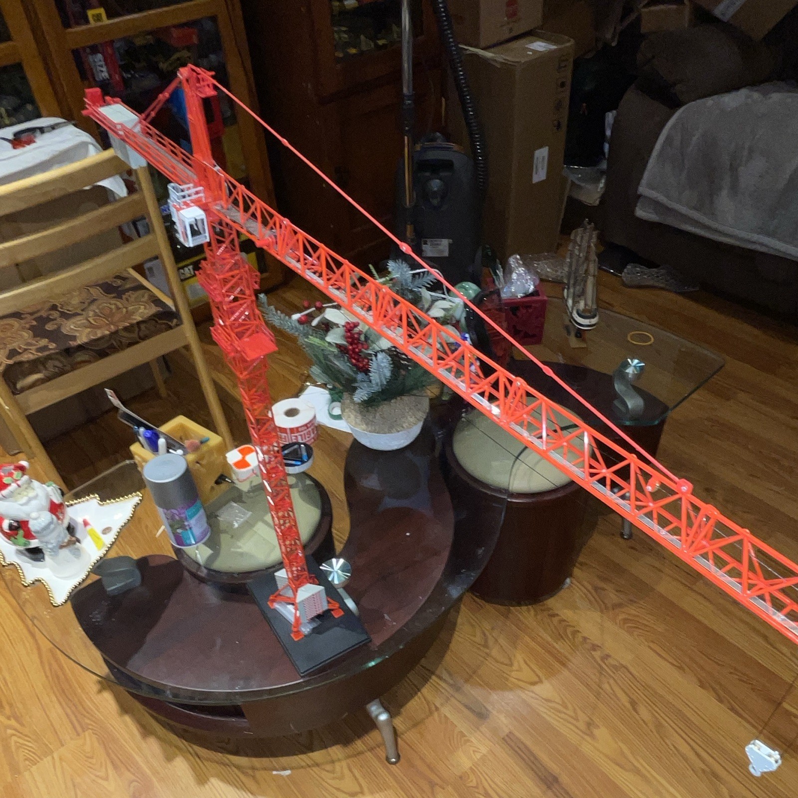Wolff Series Red White Tower Crane Diecast Construction Model 1:87 Scale